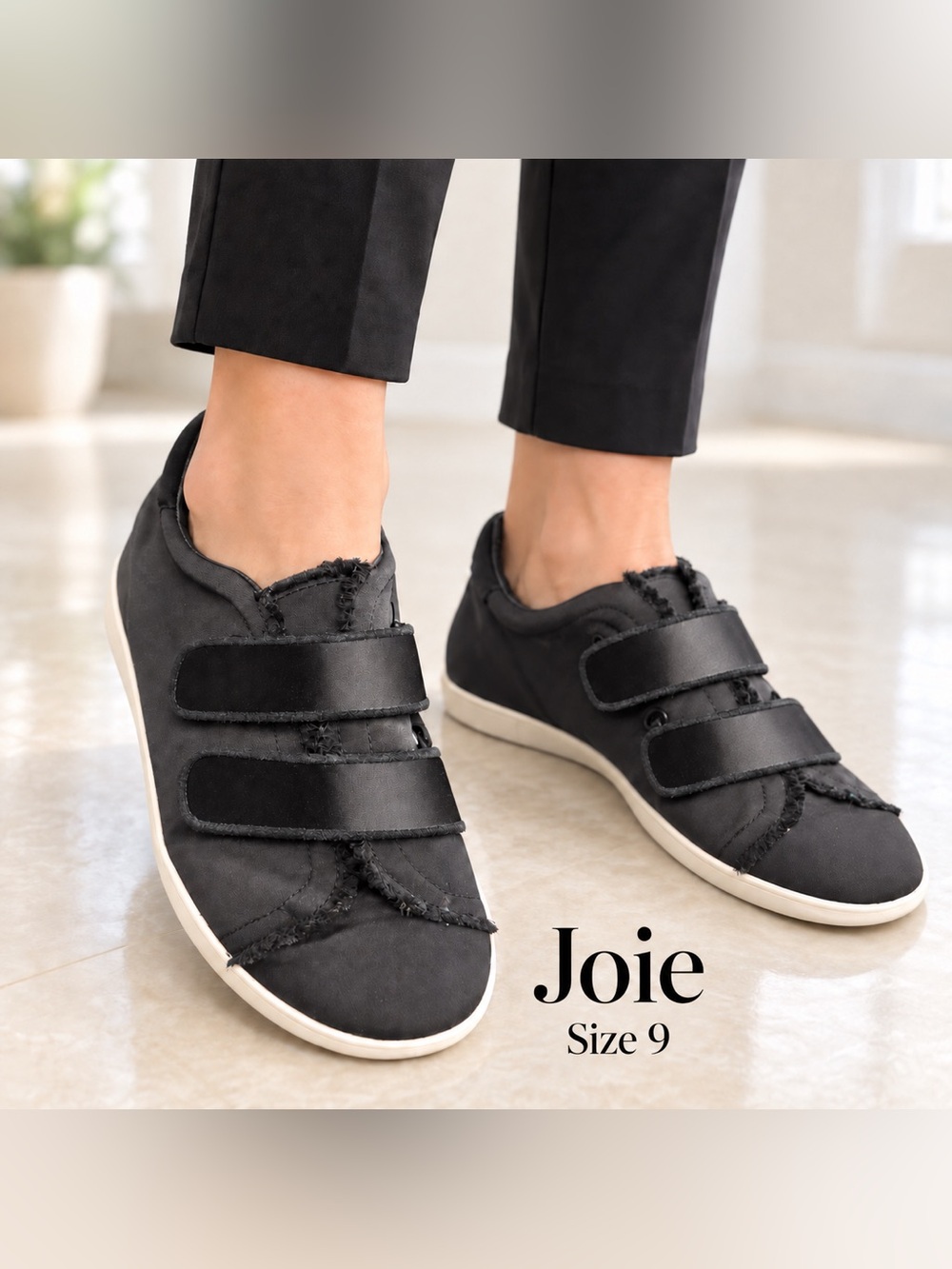 Joie Womens DIATA Black Satin Strap Flat Sneakers Shoes Sz 39/9  $228